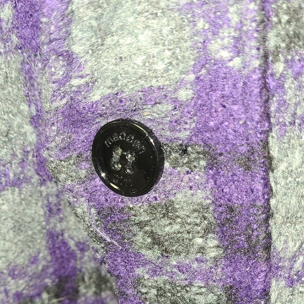 Madden Girl Purple and Gray Plaid Pea Coat With Hood. Features Slant Zipper M - Picture 3 of 10